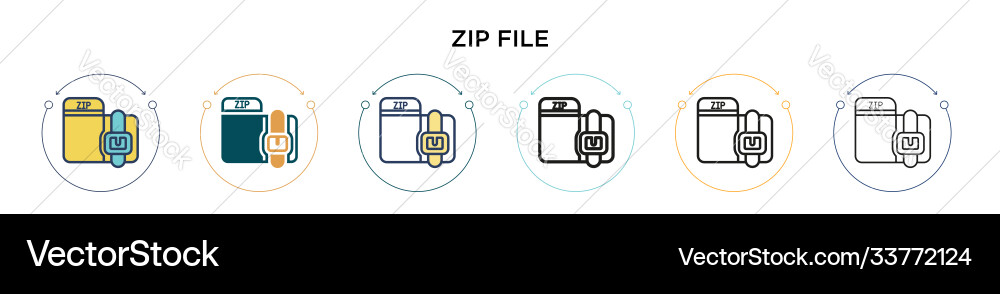 Zip file icon in filled thin line outline Vector Image