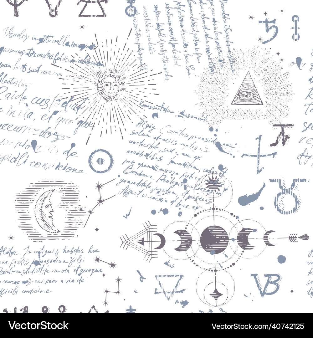 A pattern with an esoteric manuscript A pattern with an esoteric manuscript vector image