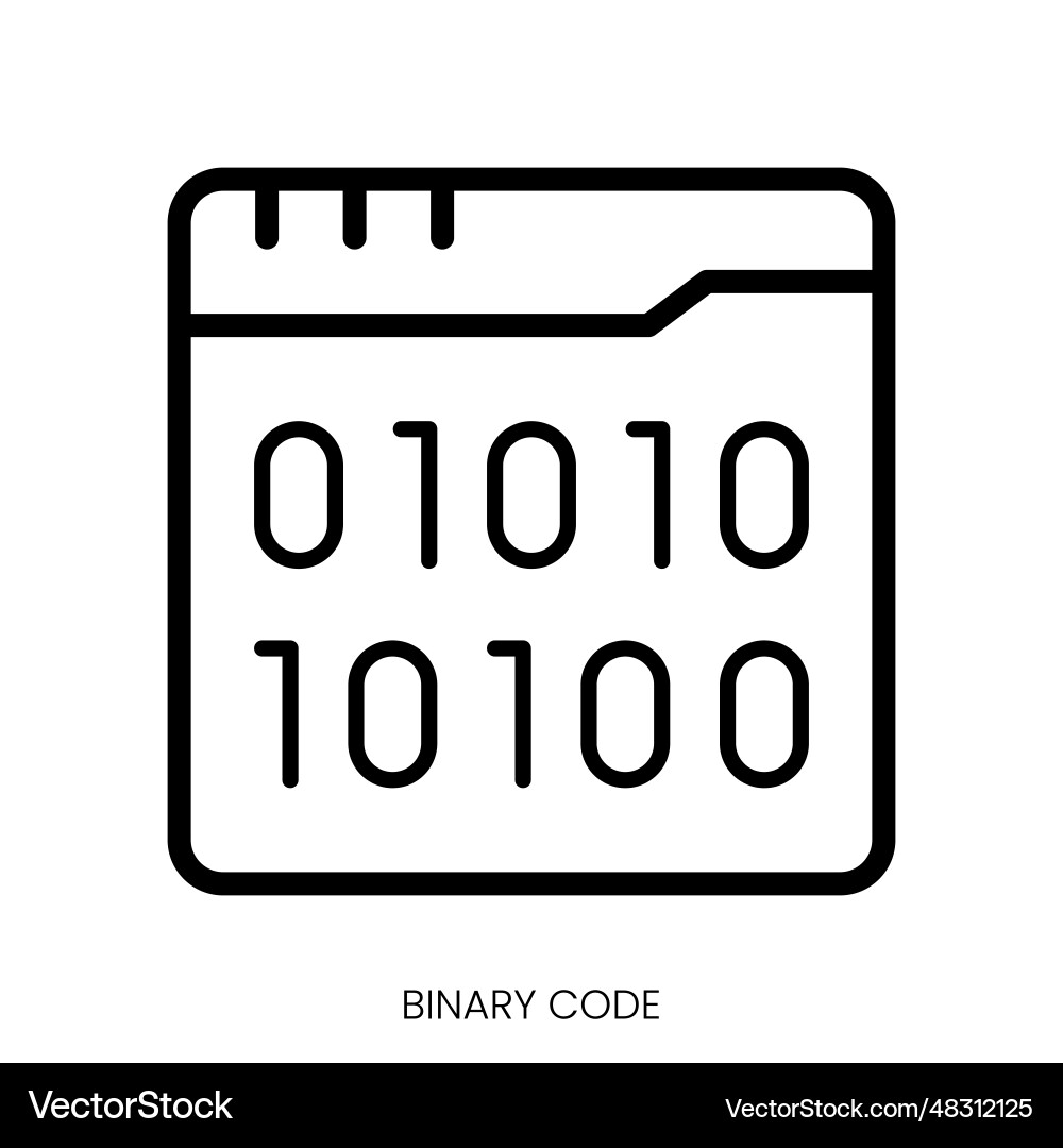 Binary code icon line art style design isolated Binary code icon line art style design isolated vector image