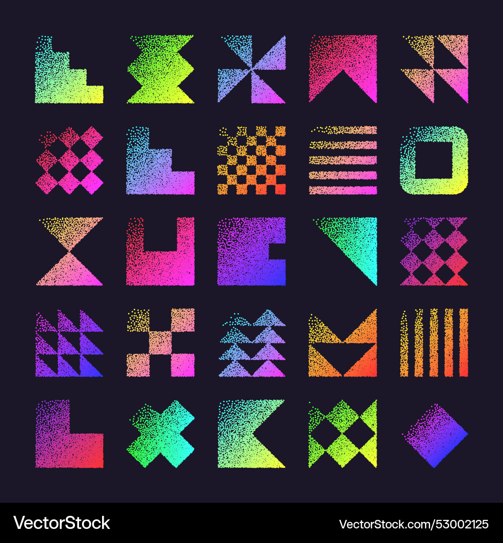 Brutalist geometric shapes dotted objects Vector Image