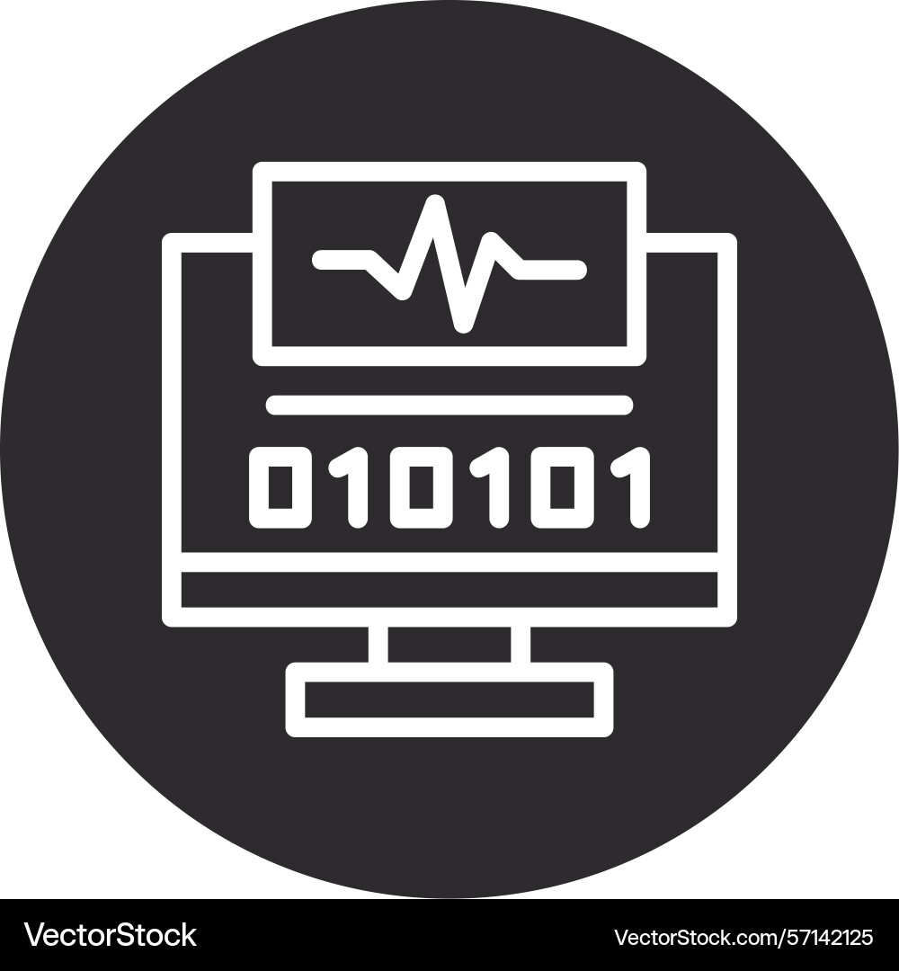 Byte pulse inverted circle black Vector Image