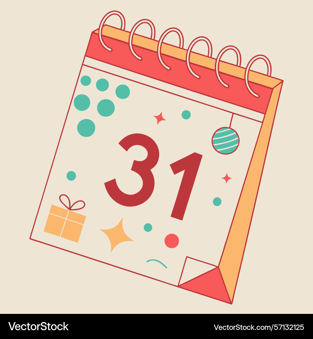 Calendar showing the date of thirty first Vector Image