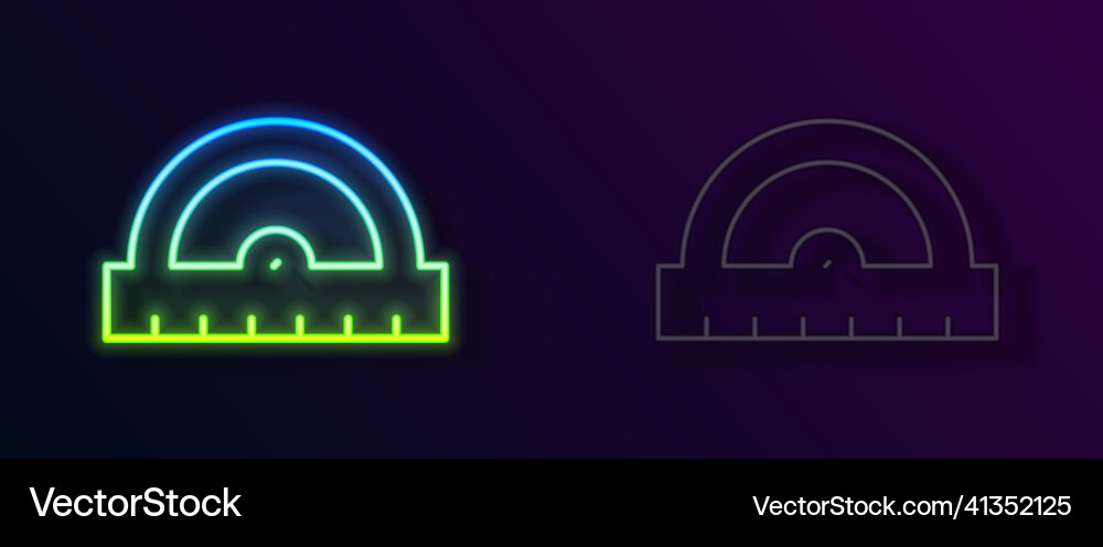 Glowing neon line protractor grid for measuring Glowing neon line protractor grid for measuring vector image