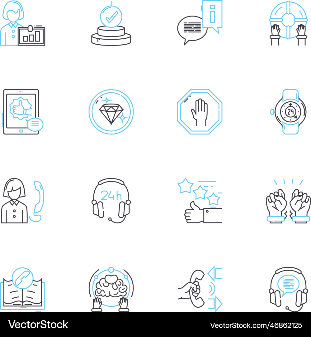 Internet support linear icons set connectivity Internet support linear icons set connectivity Vector Image