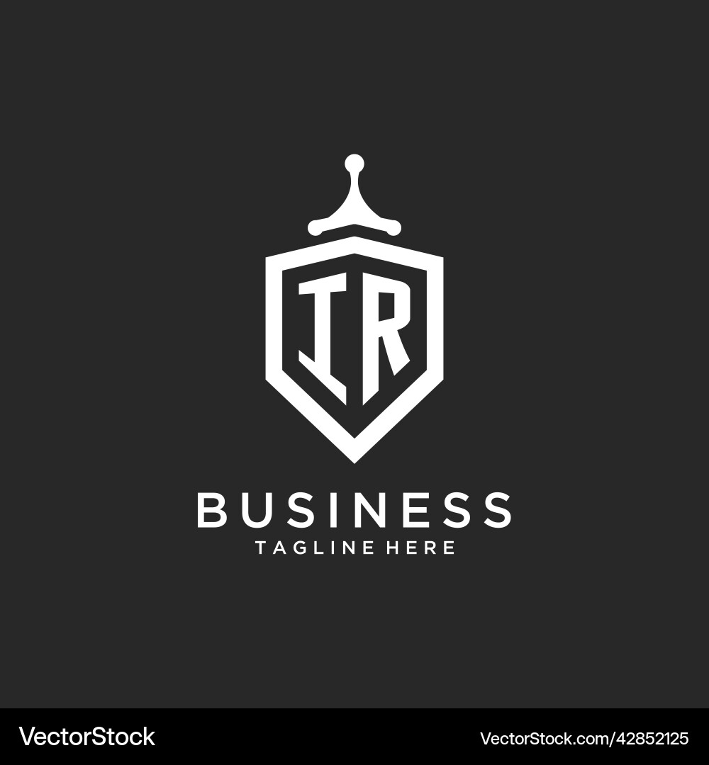 Ir monogram logo initial with shield guard shape Vector Image