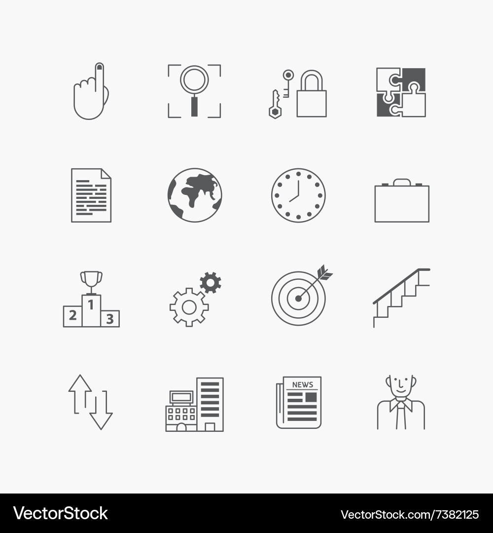 Linear web icons set - business collection vector image
