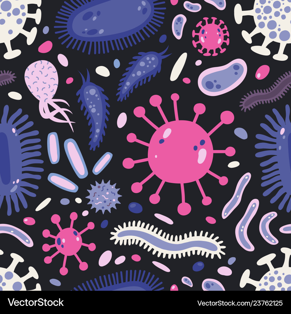 Microbial Pattern - Germs & Cells vector image