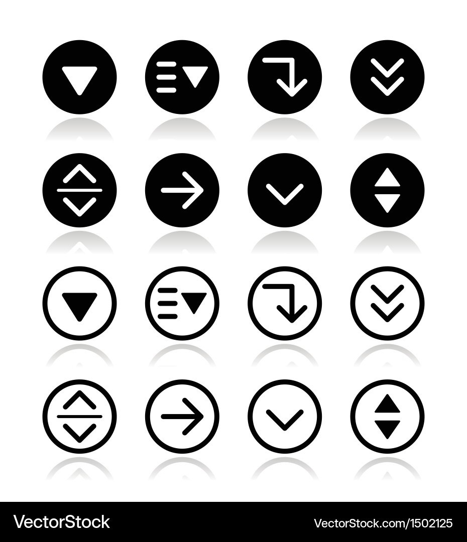 Rounded Dropdown Menu Icons vector image