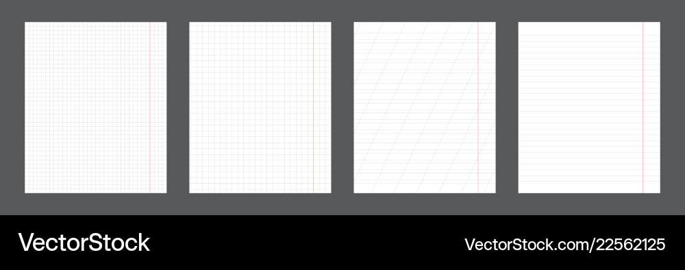 School notebook vertical paper sheet pattern set School notebook vertical paper sheet pattern set vector image