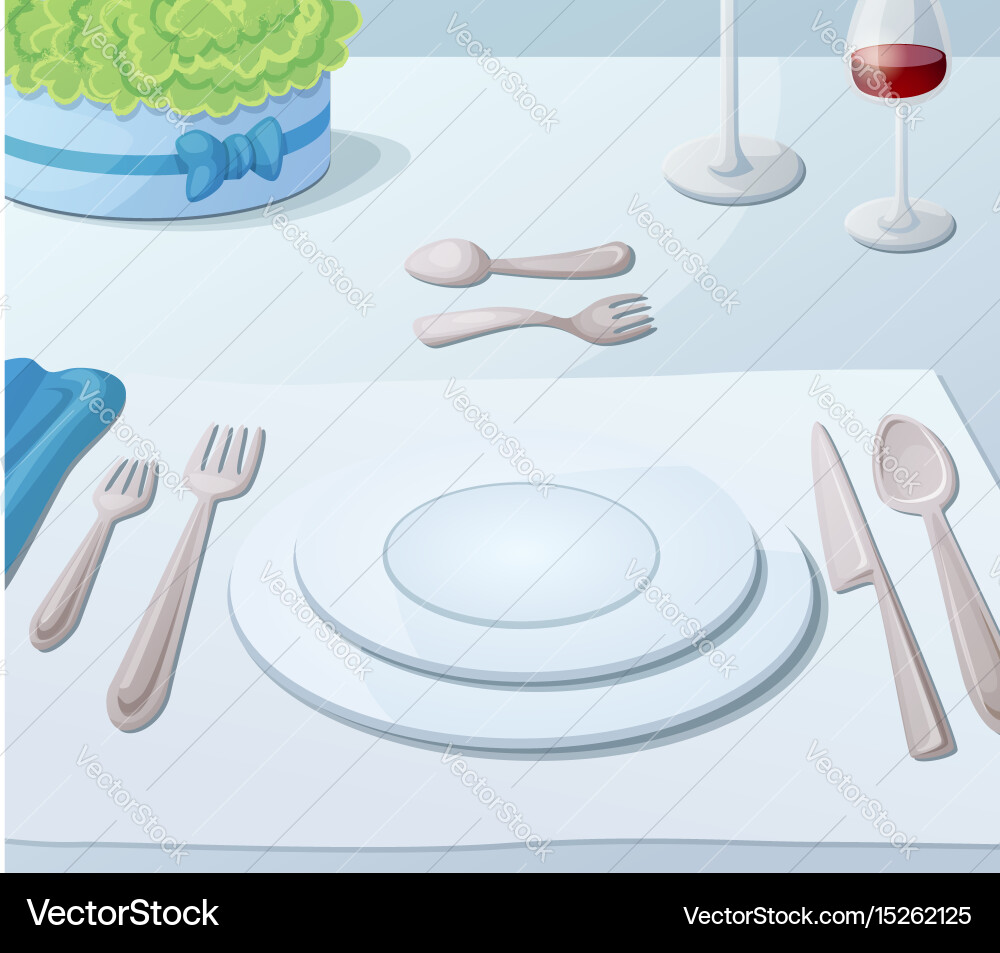 Served Table Setting Vector Image