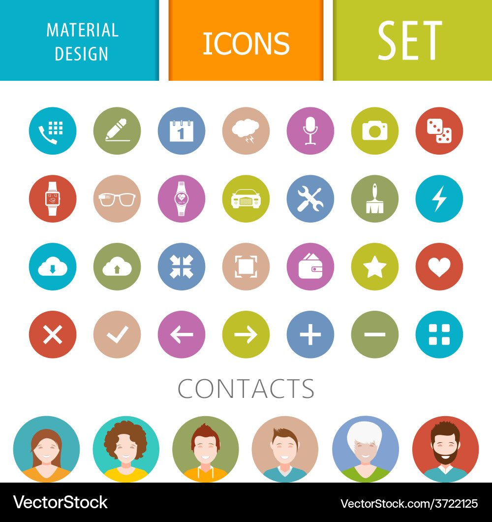 Set of icons in style material design vector image