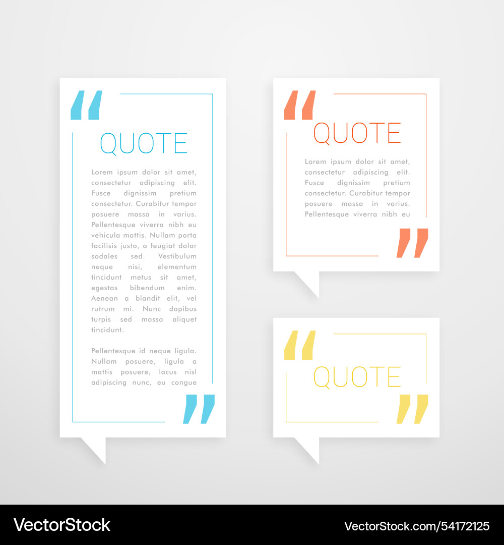 Set of three quotation chat bubble in minimal Vector Image