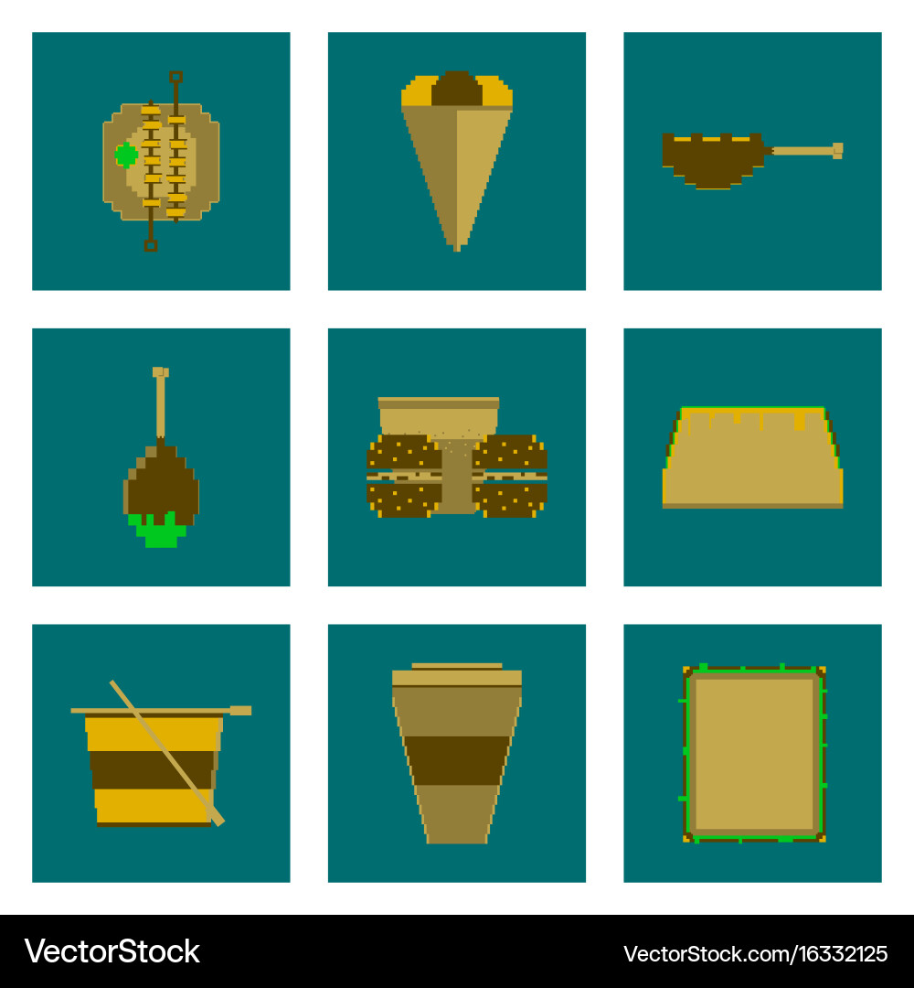 Set pixel icons of fast food Vector Image
