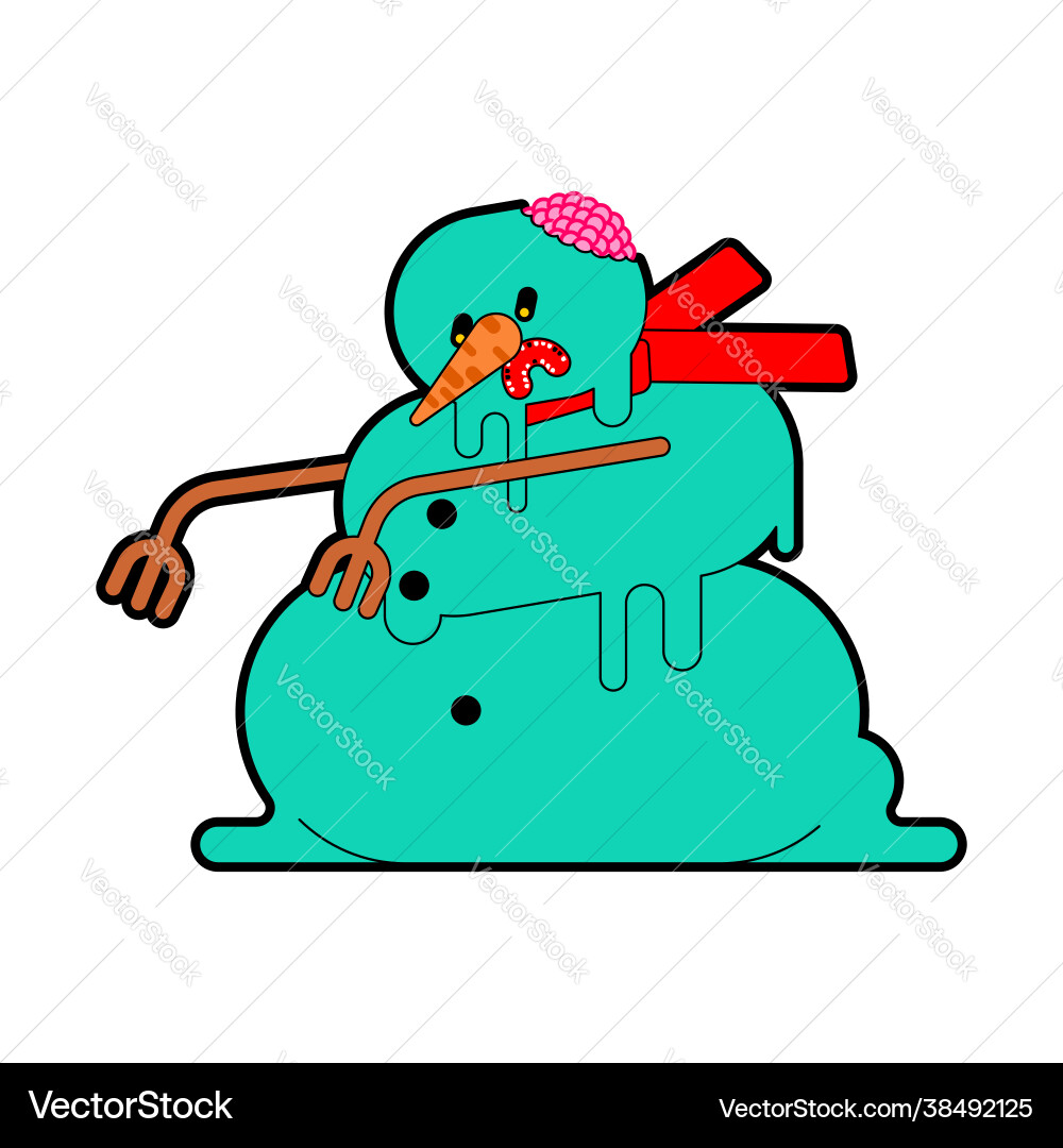 Snowman zombie isolated dead green end Snowman zombie isolated dead green end vector image
