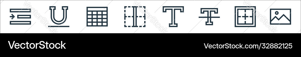 Text editor line icons linear set quality Text editor line icons linear set quality vector image