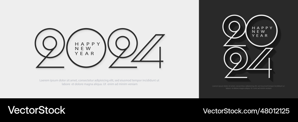 Thin design of number 2024 happy new year Vector Image