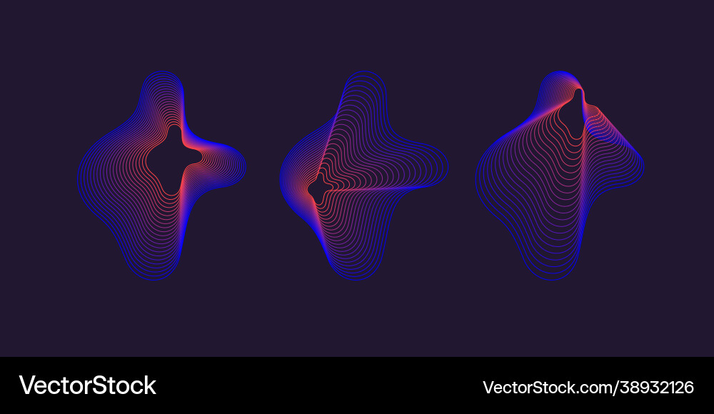 A set amorphous shapes on dark background A set amorphous shapes on dark background Vector Image