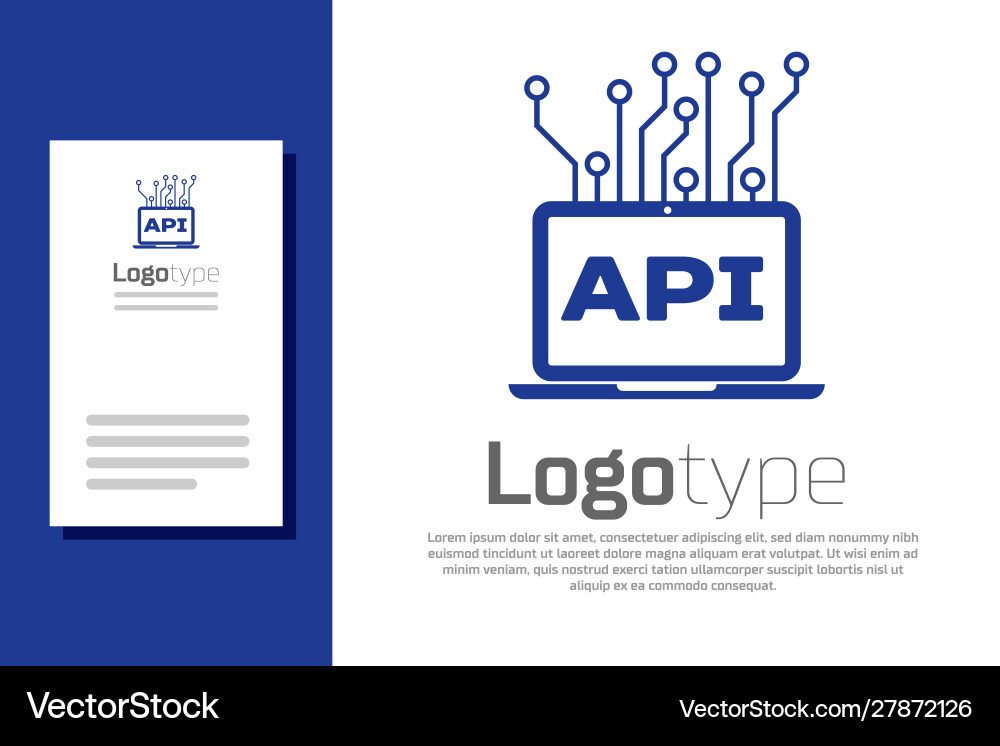 Blue computer api interface icon isolated on white vector image