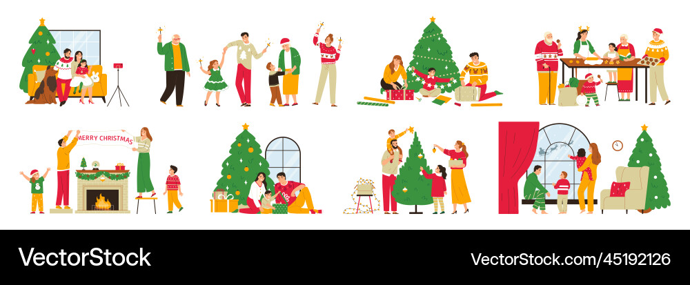 Christmas flat color set Christmas flat color set vector image