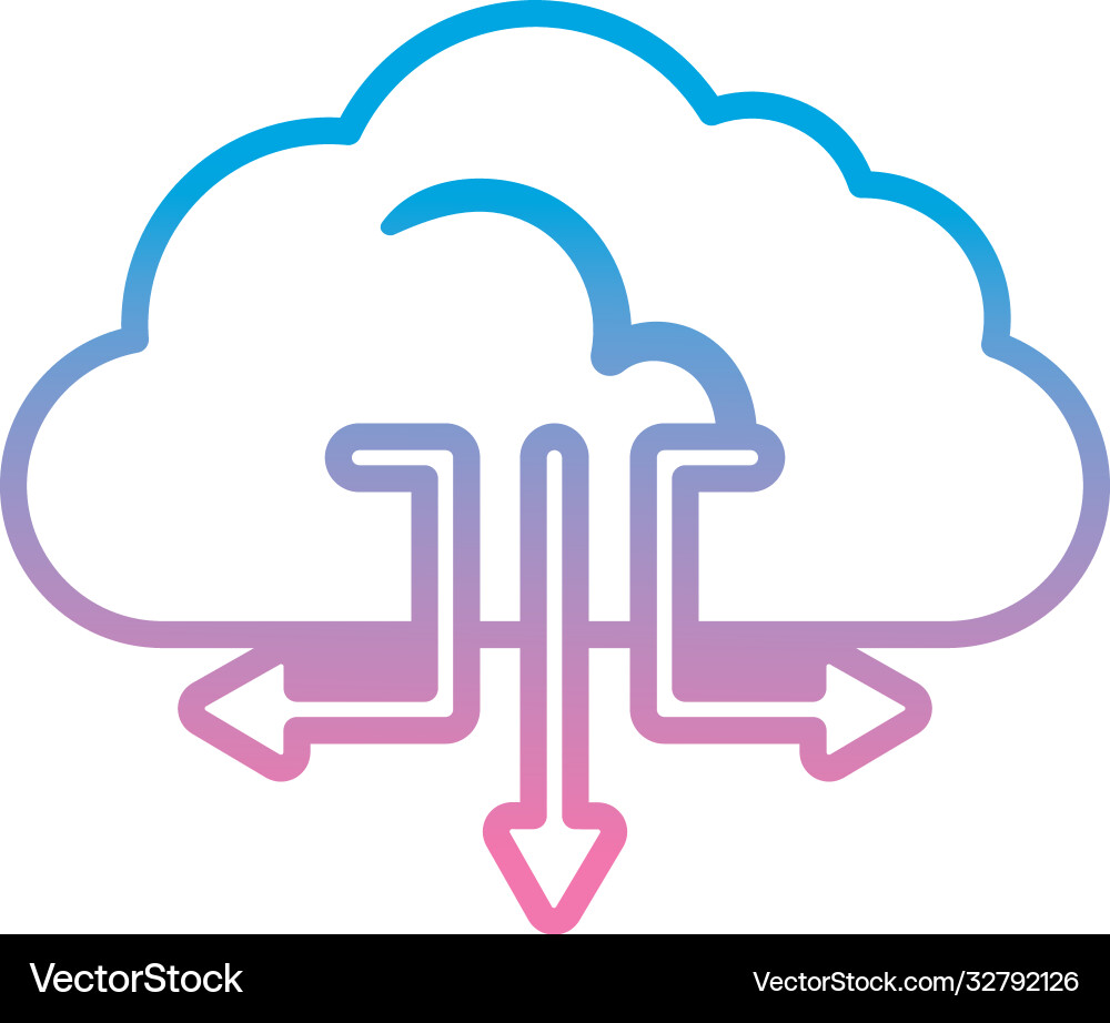 Cloud computing with arrows gradient style icon vector image
