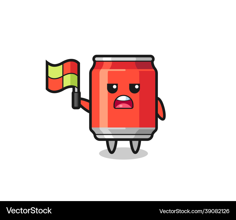 Drink can character as line judge putting Vector Image