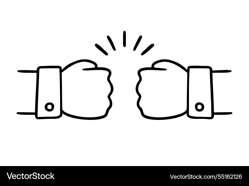 Fist bump doodle hand drawn icon outline drawing Fist bump doodle hand drawn icon outline drawing vector image