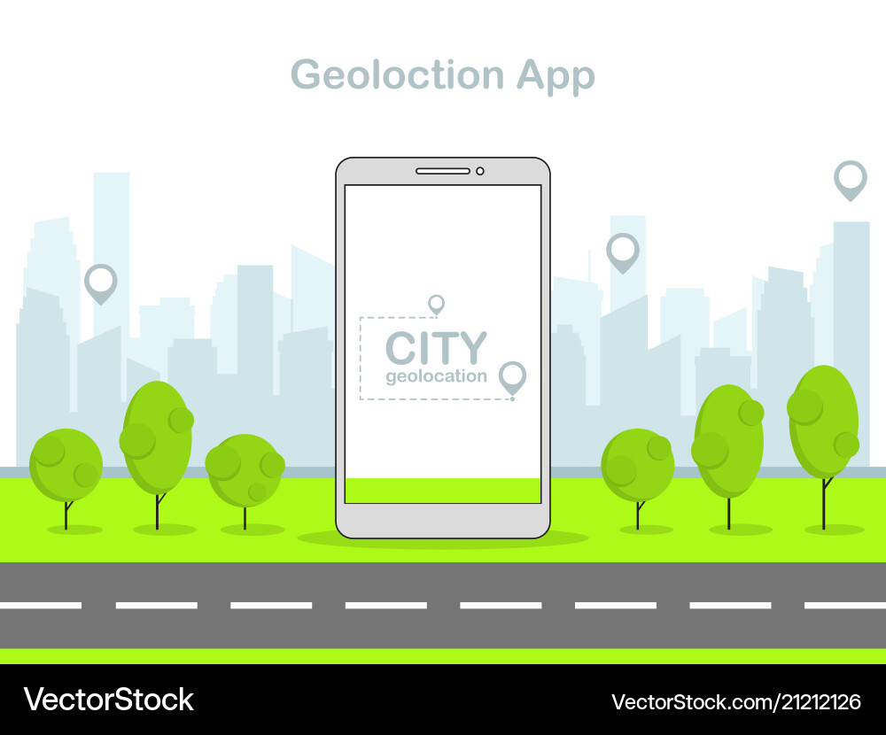 Flat linear mobile geolocation app Flat linear mobile geolocation app vector image