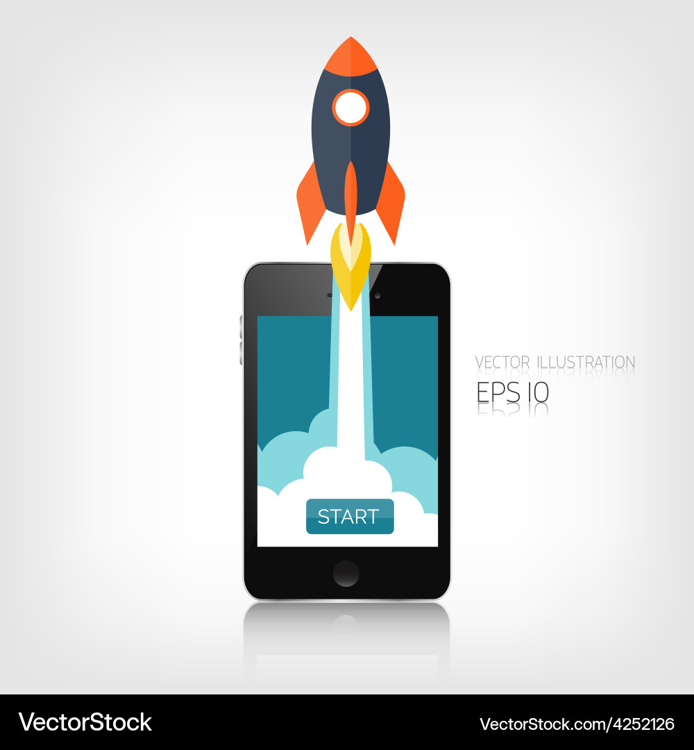 Flat rocket icon startup concept project Vector Image