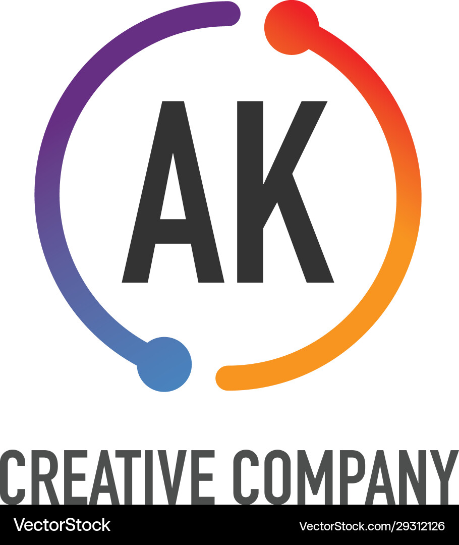 Initial letter ak creative circle logo design Vector Image