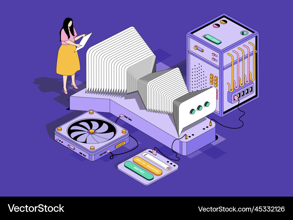 Messaging service concept in 3d isometric design Messaging service concept in 3d isometric design vector image