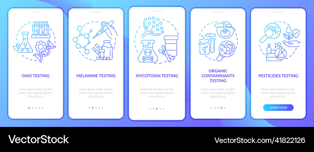 Nutritional testing blue gradient onboarding Nutritional testing blue gradient onboarding Vector Image