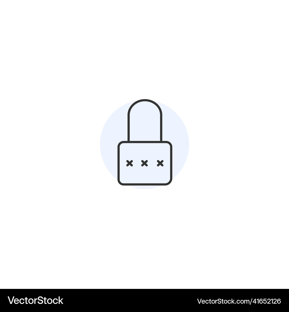 Padlock password security login line icon vector image