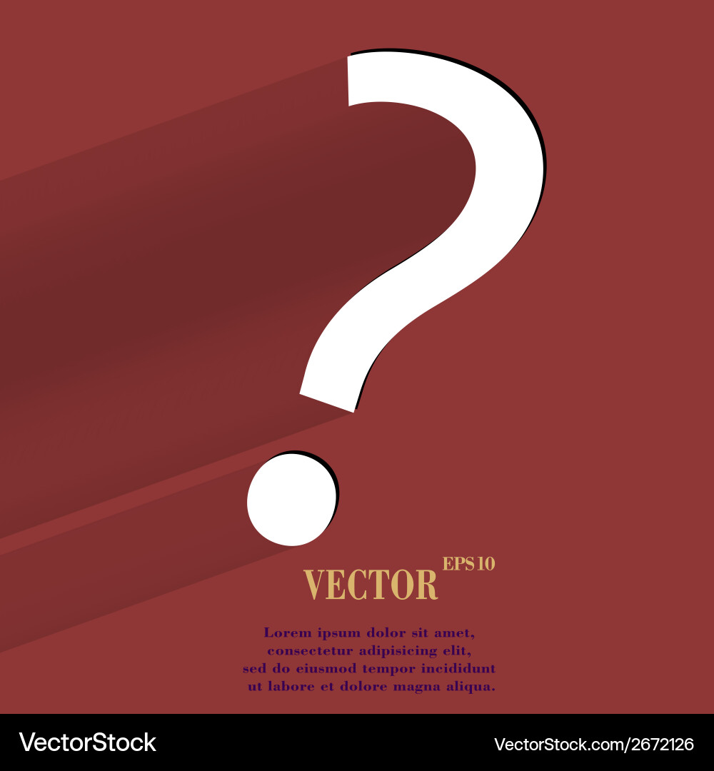 Question mark flat modern web button with long vector image