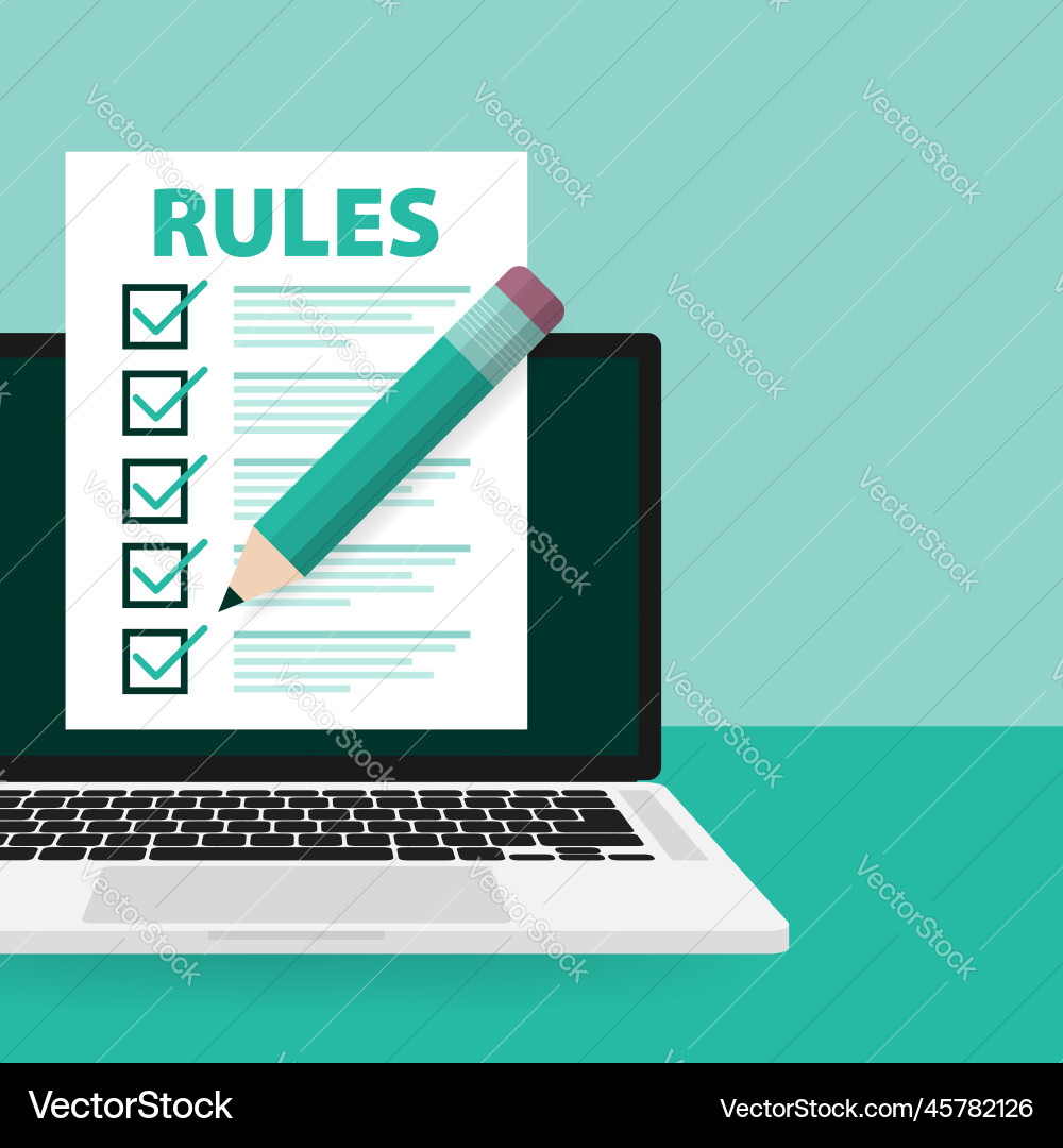 Rules checklist with requirements principles Vector Image