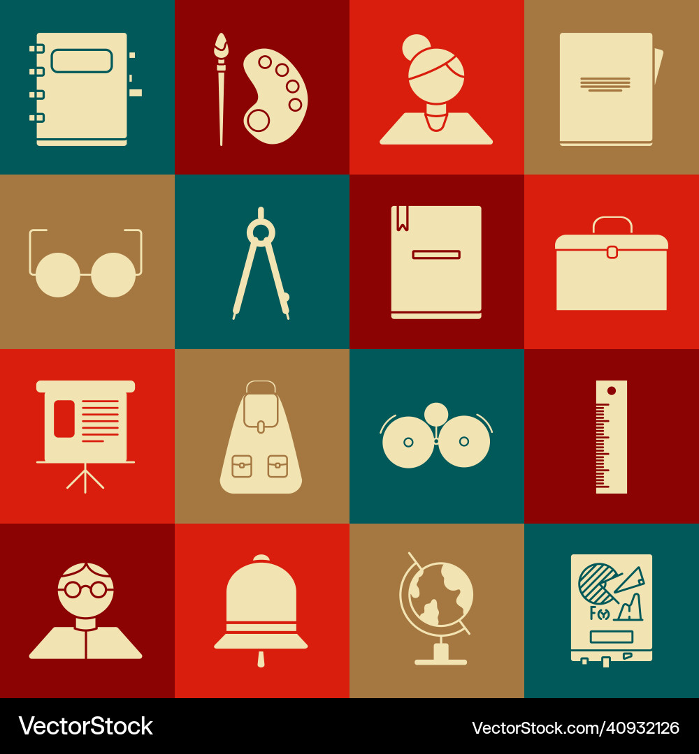 Set board with graph chart ruler briefcase Set board with graph chart ruler briefcase vector image