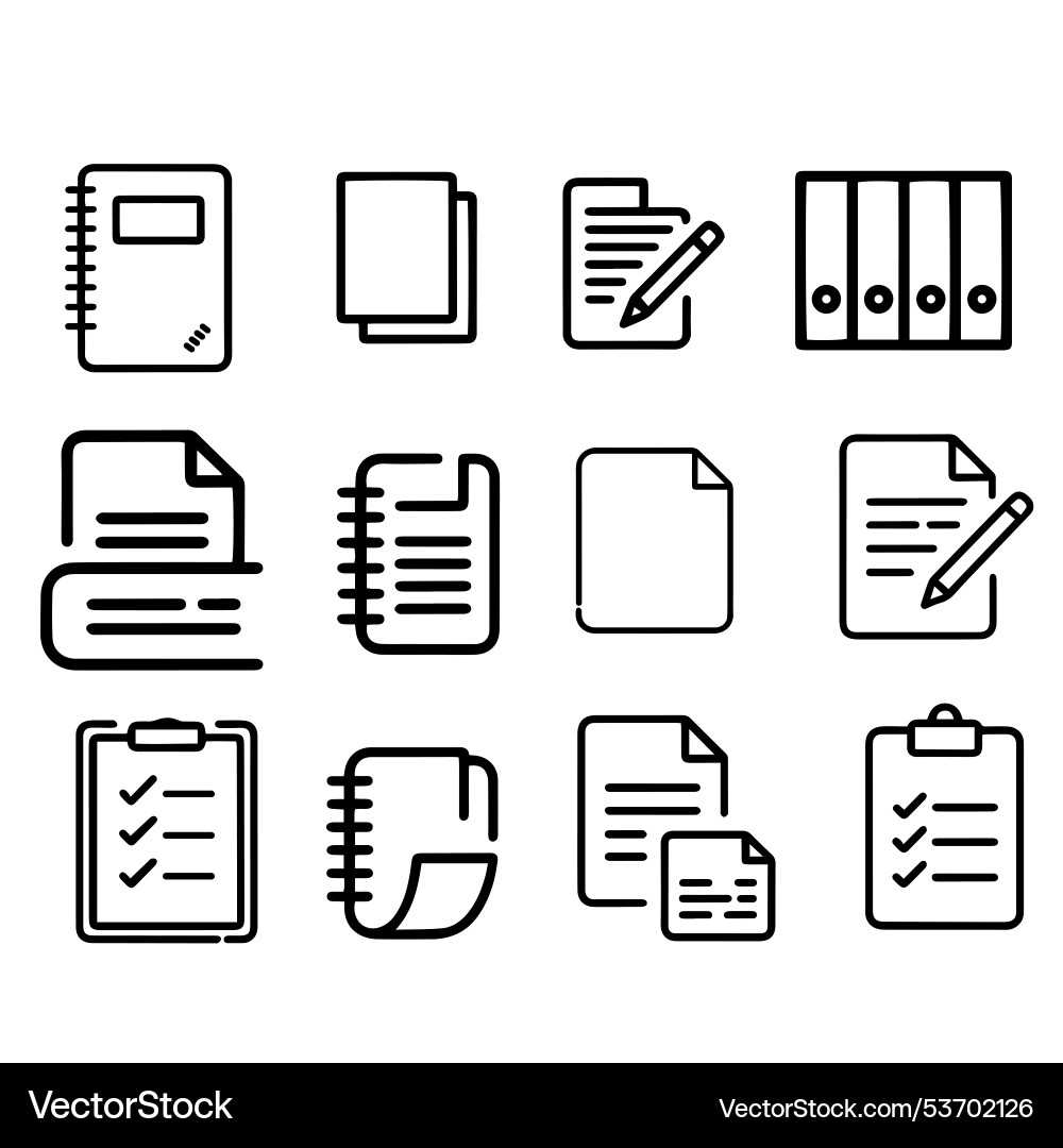 Simple set of document related line icons Vector Image