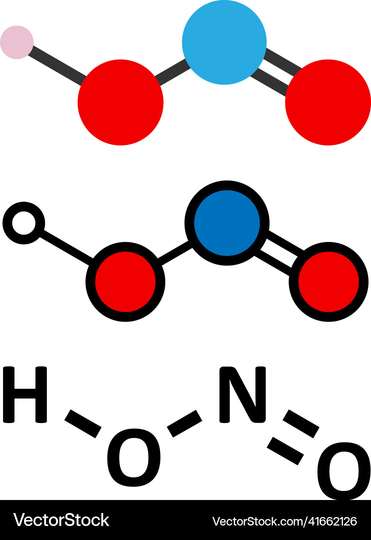 Stickstoffsäure hno2 Mineralmolekül stilisiert Vektorbild