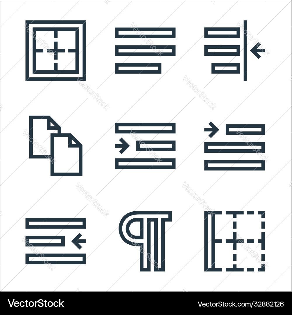 Text editor line icons linear set quality vector image