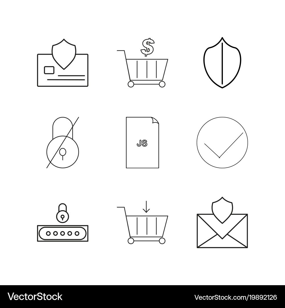 Web linear icon set simple outline icons Vector Image