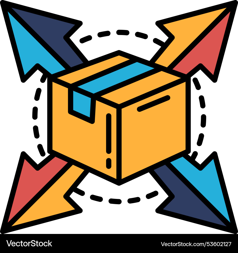 A box with arrows pointing in different directions A box with arrows pointing in different directions vector image
