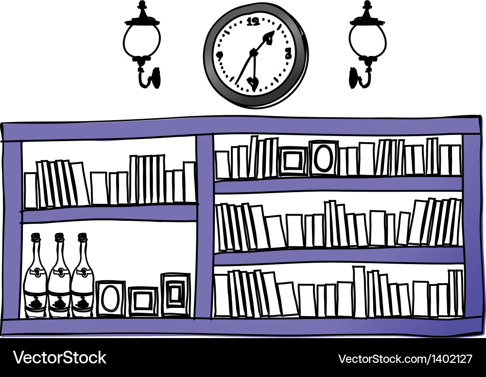 A view of bookshelf vector image
