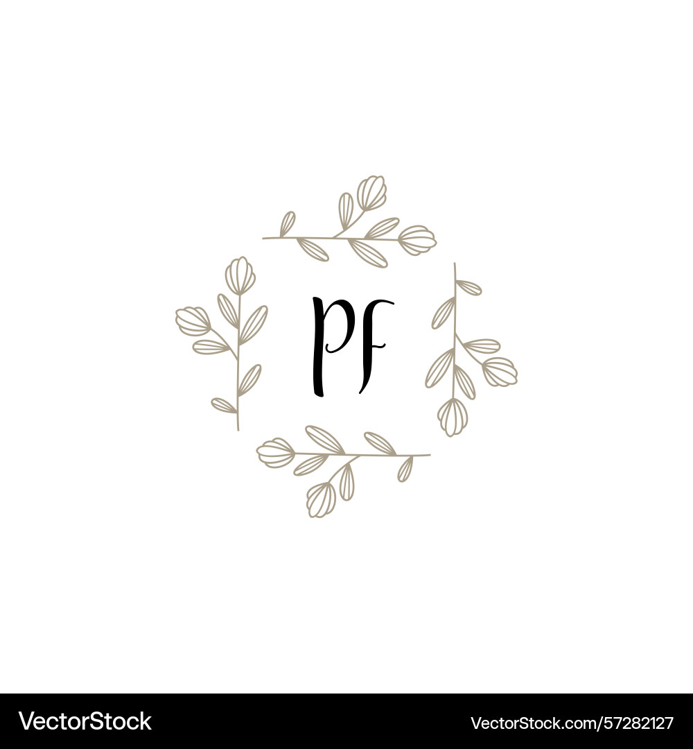 Botanical monogram logos with initial pf Vector Image