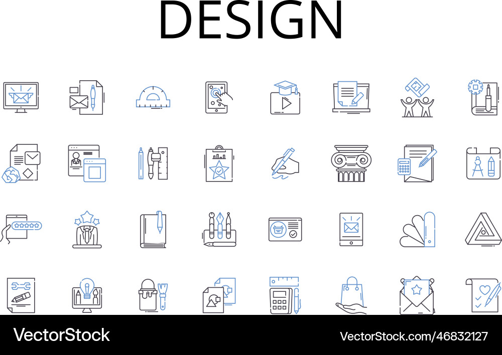 Design line icons collection artistic expression Design line icons collection artistic expression vector image