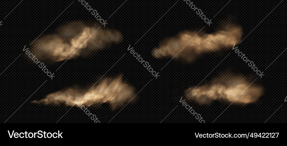 Dust clouds set isolated on transparent background vector image