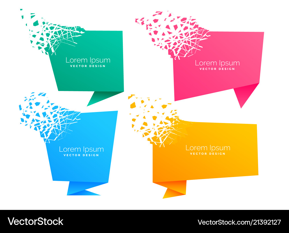 Empty origami chat symbol with particle effect vector image