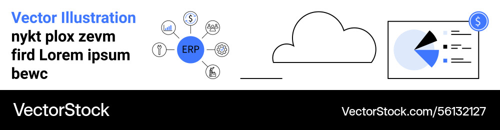 Erp system connected to cloud with financial data Vector Image