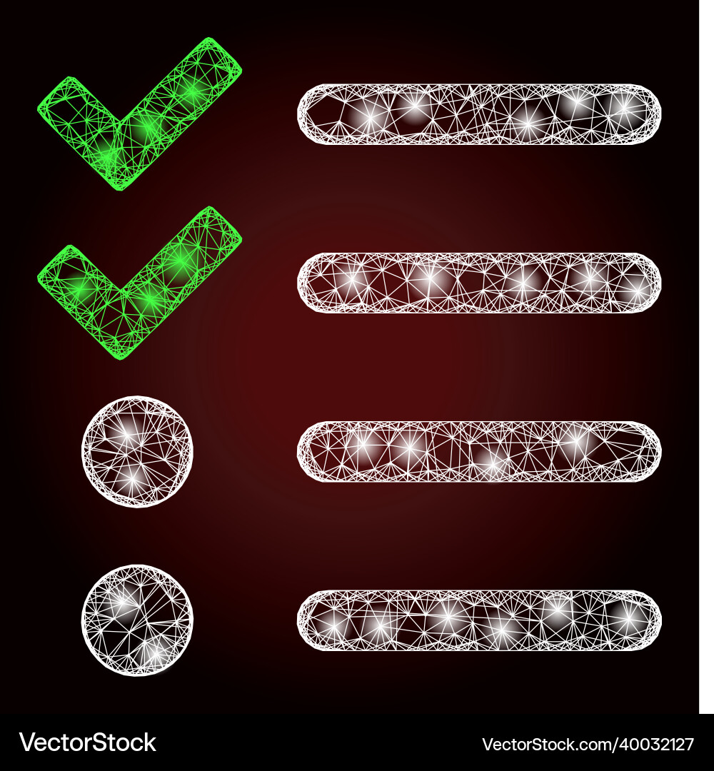 Glowing linear mesh check list with glare spots Glowing linear mesh check list with glare spots vector image