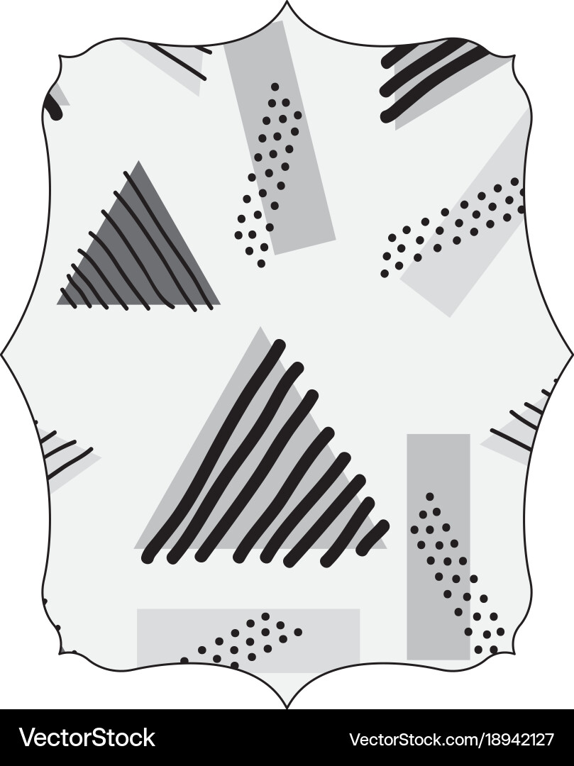 Grayscale rectangle with geometric style memphis vector image