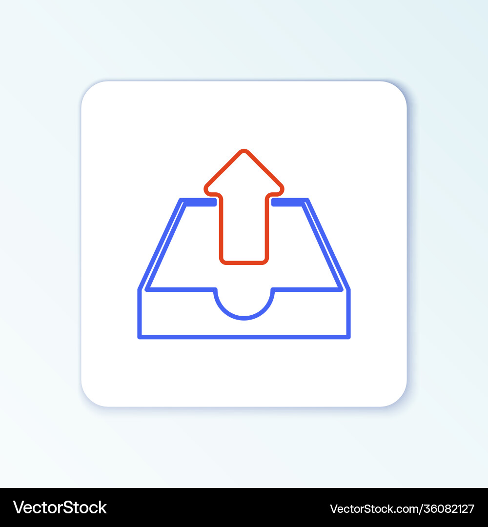 Line upload inbox icon isolated on white Line upload inbox icon isolated on white vector image