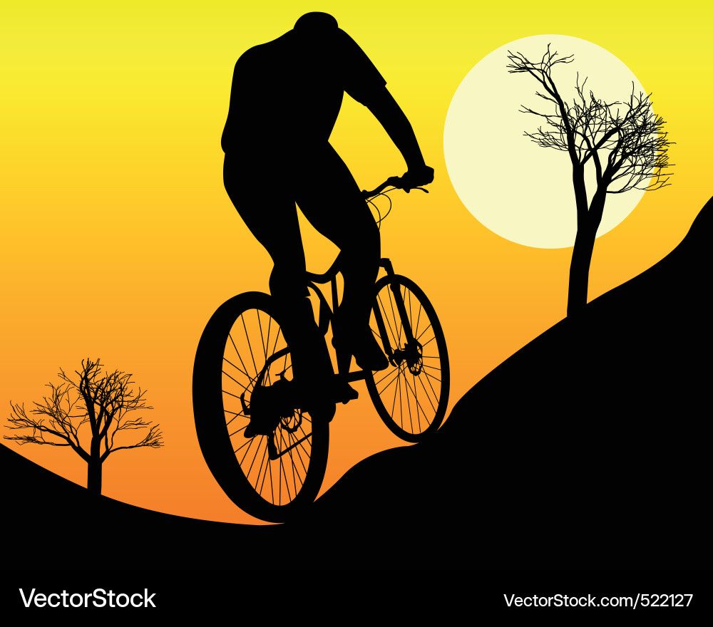 Mountain Biker Silhouette Vector Image